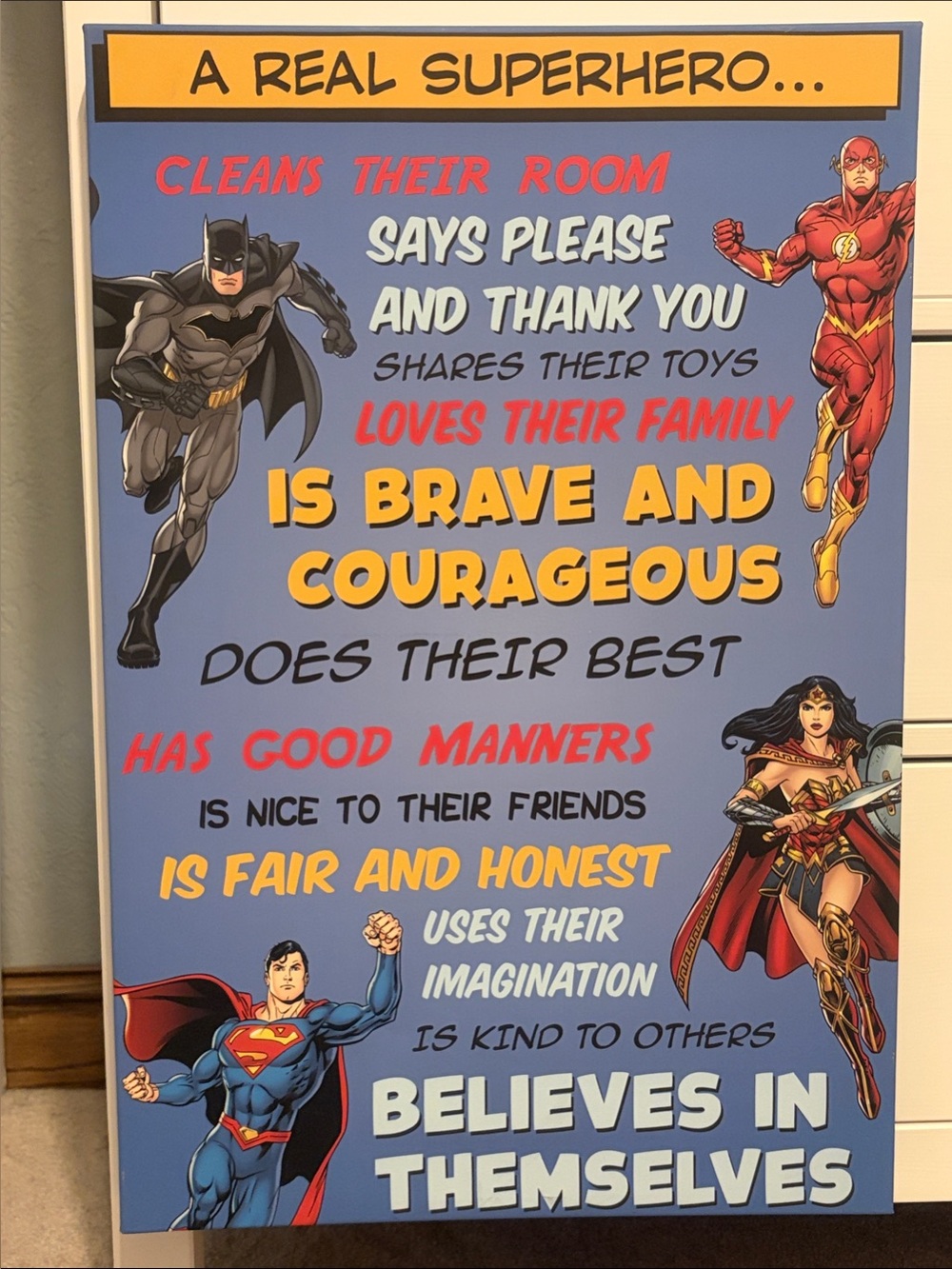 Superhero Kids Motivational Canvas - Blue